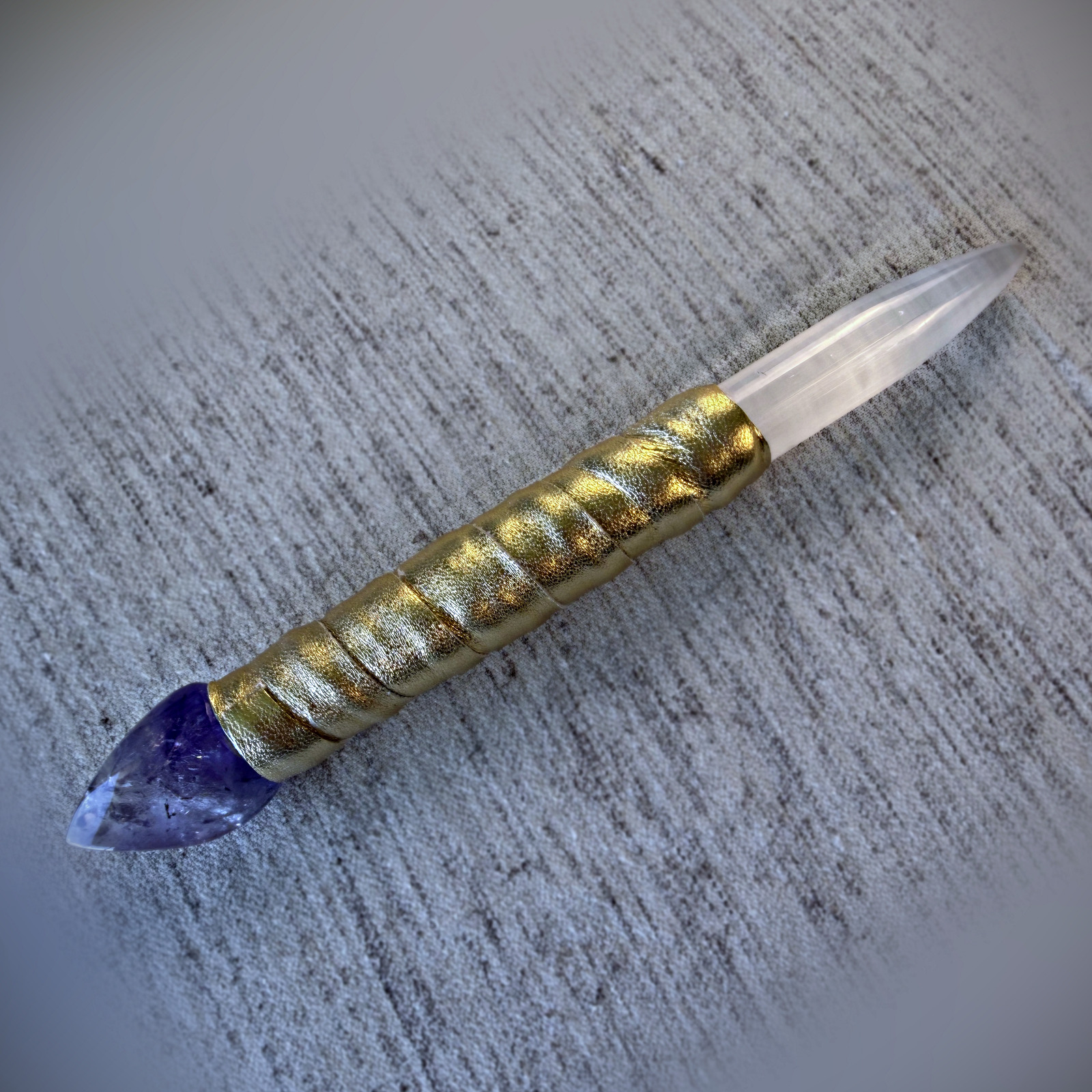 10” Amethyst Sword, hand-made selenite by Tom Ledder