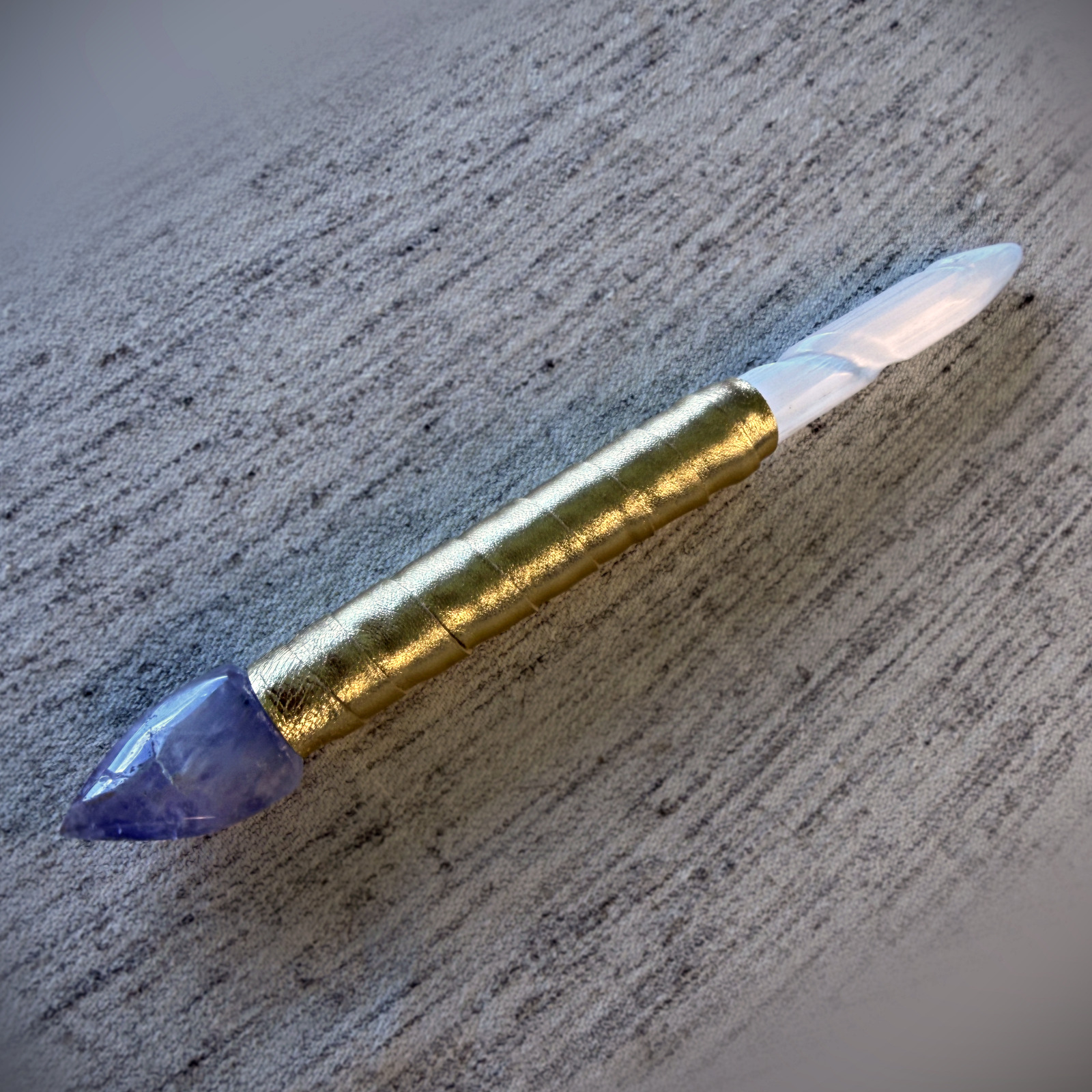 9” Amethyst Sword (II), hand-made selenite by Tom Ledder